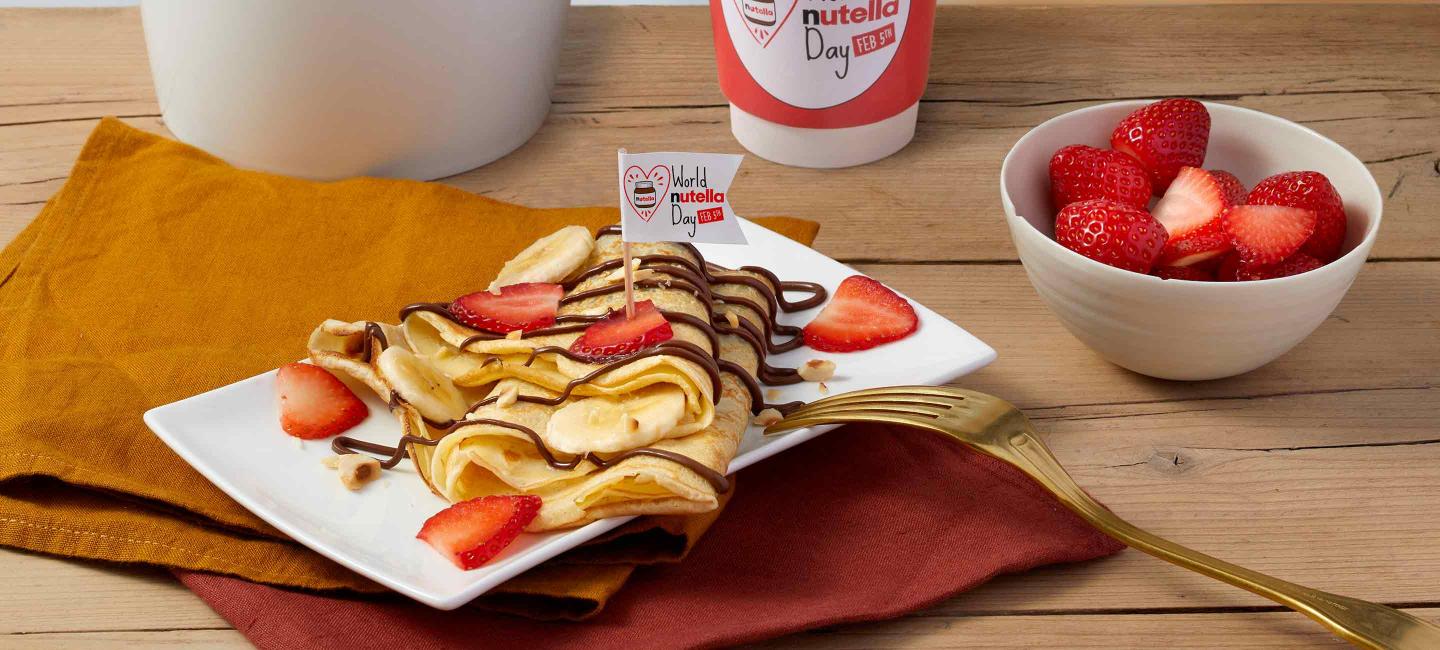 Banana cooked crepes with Nutella