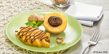 PEACHES WITH NUTELLA® AND AMARETTI BISCUITS