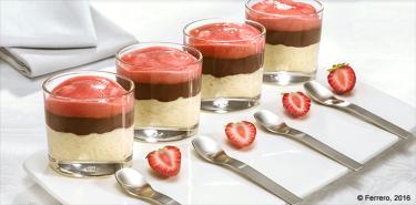 GLASS OF BASMATI RICE AND STRAWBERRY  MOUSSE WITH NUTELLA®