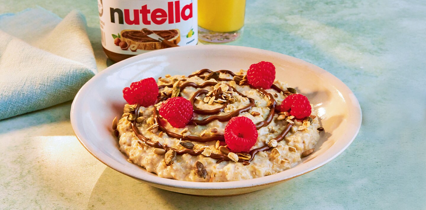 Porridge with Toasted Nuts, Seeds, and Nutella®
