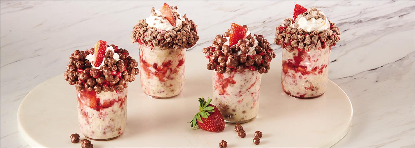 Buncha Crunch® Strawberry Rhubarb Rice Pudding Jars